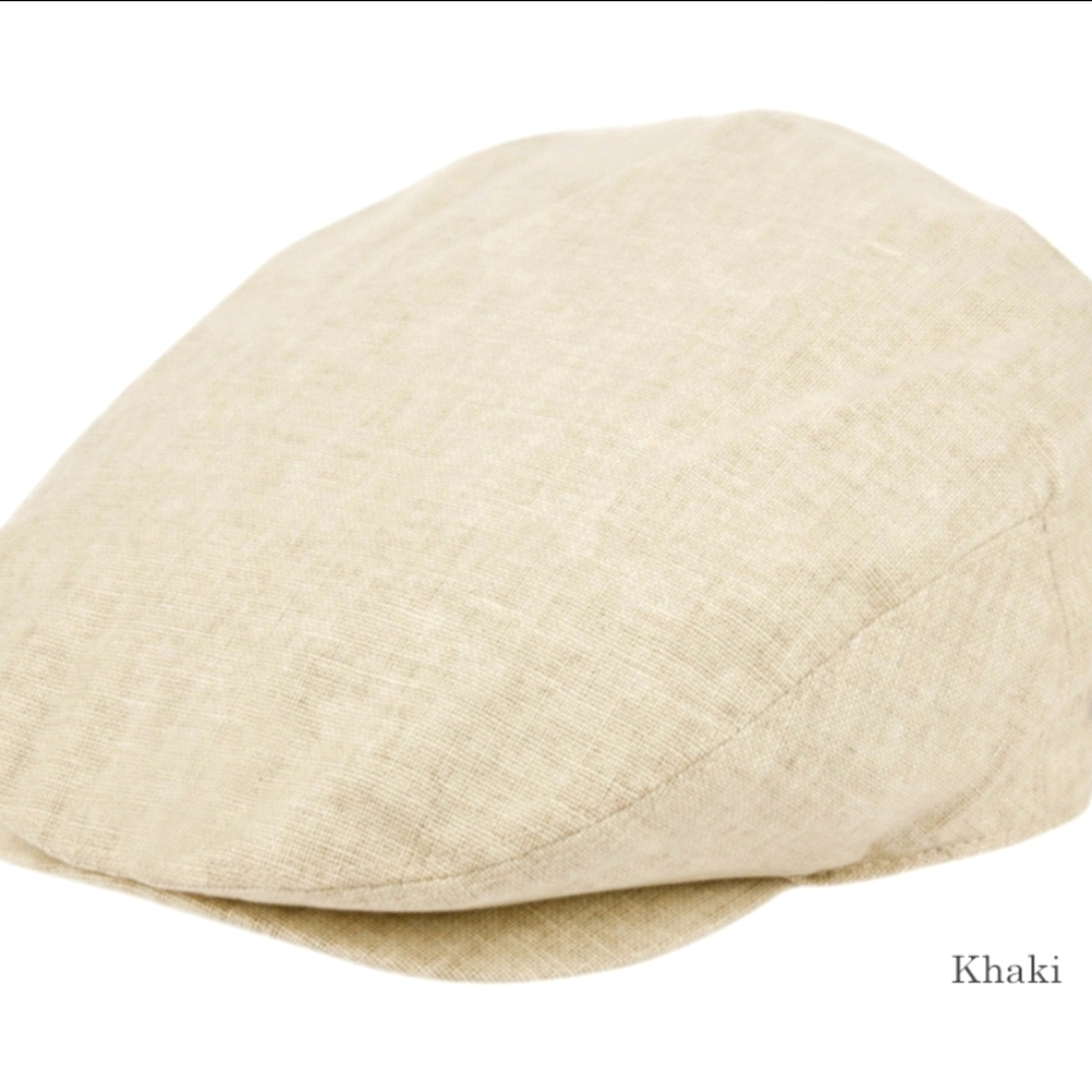 Khaki Flat Linen Cap